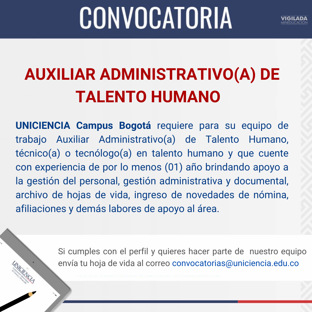 Convocatoria Auxiliar Administrativo(a) de Talento Humano - Bogotá Enero 2026