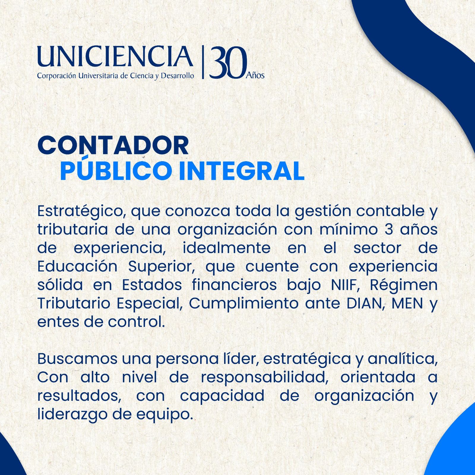 Convocatoria Contador Público Integral - Mayo 2026