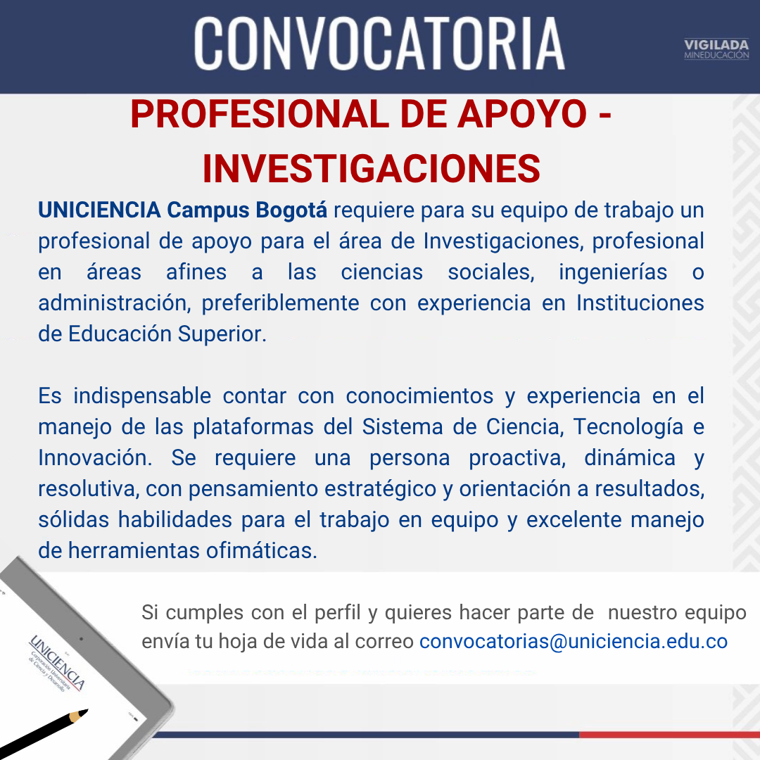 Convocatoria Profesional de Apoyo Investigaciones CISE - Junio 2026